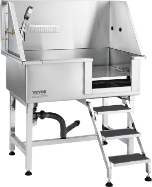 Vevor 38" Dog Grooming Tub Stainless Steel 220 Lbs. Capacity with Right Door and Stairs New