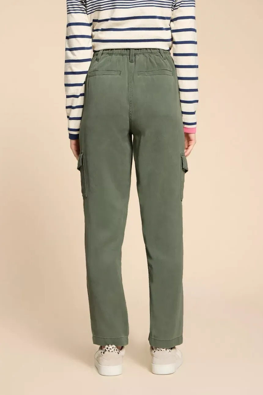 White Stuff Arlo Tencel Cargo Trousers - Mid Green