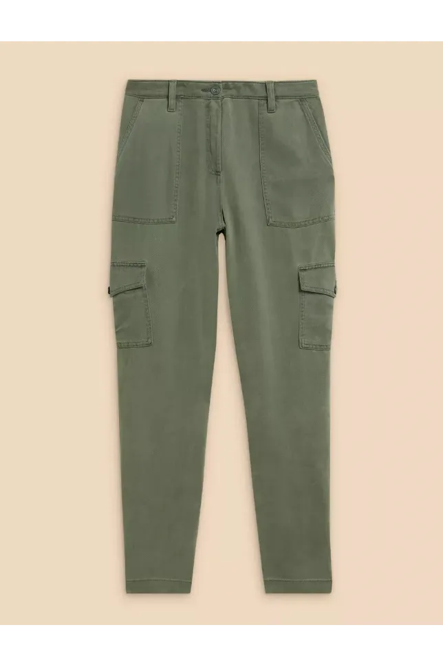 White Stuff Arlo Tencel Cargo Trousers - Mid Green