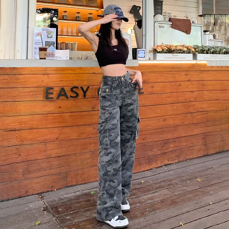 Y2K Camouflage Baggy Cargo Pants for Women