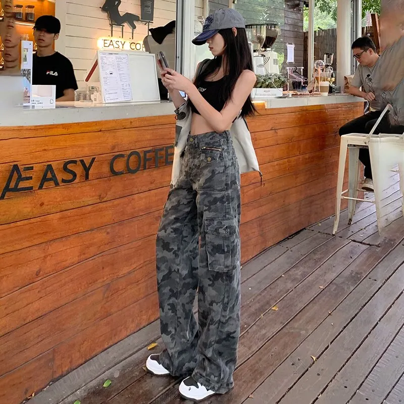 Y2K Camouflage Baggy Cargo Pants for Women