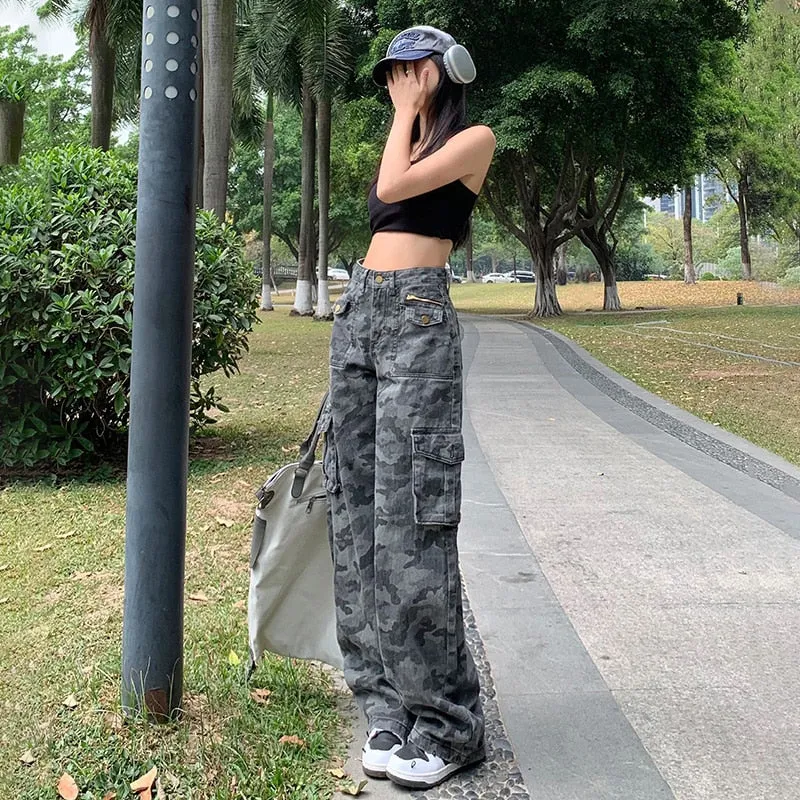 Y2K Camouflage Baggy Cargo Pants for Women