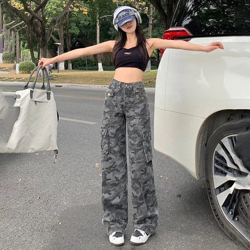 Y2K Camouflage Baggy Cargo Pants for Women