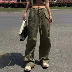 Y2K High Waist Baggy Cargo Pants for Women